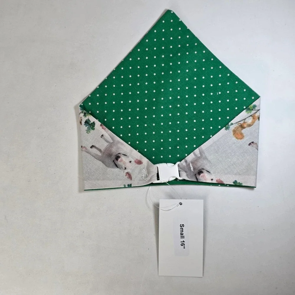 Beau Dog Bandana Designs Bull Terrier Squirrel Reversible Polka Dot Small 16